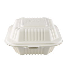 HeloGreen Eco-Friendly Sustainable Cornstarch Clamshell Container - (6" x 6" x 3",  1-Compartment)