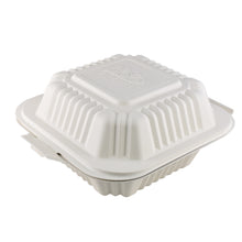 HeloGreen Eco-Friendly Sustainable Cornstarch Clamshell Container - (6" x 6" x 3",  1-Compartment)