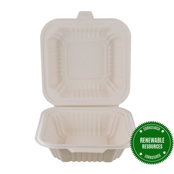 HeloGreen Eco-Friendly Sustainable Cornstarch Clamshell Container - (6