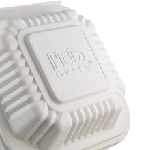HeloGreen Eco-Friendly Sustainable Cornstarch Clamshell Container - (6" x 6" x 3",  1-Compartment)