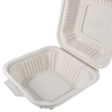 HeloGreen Eco-Friendly Sustainable Cornstarch Clamshell Container - (6" x 6" x 3",  1-Compartment)