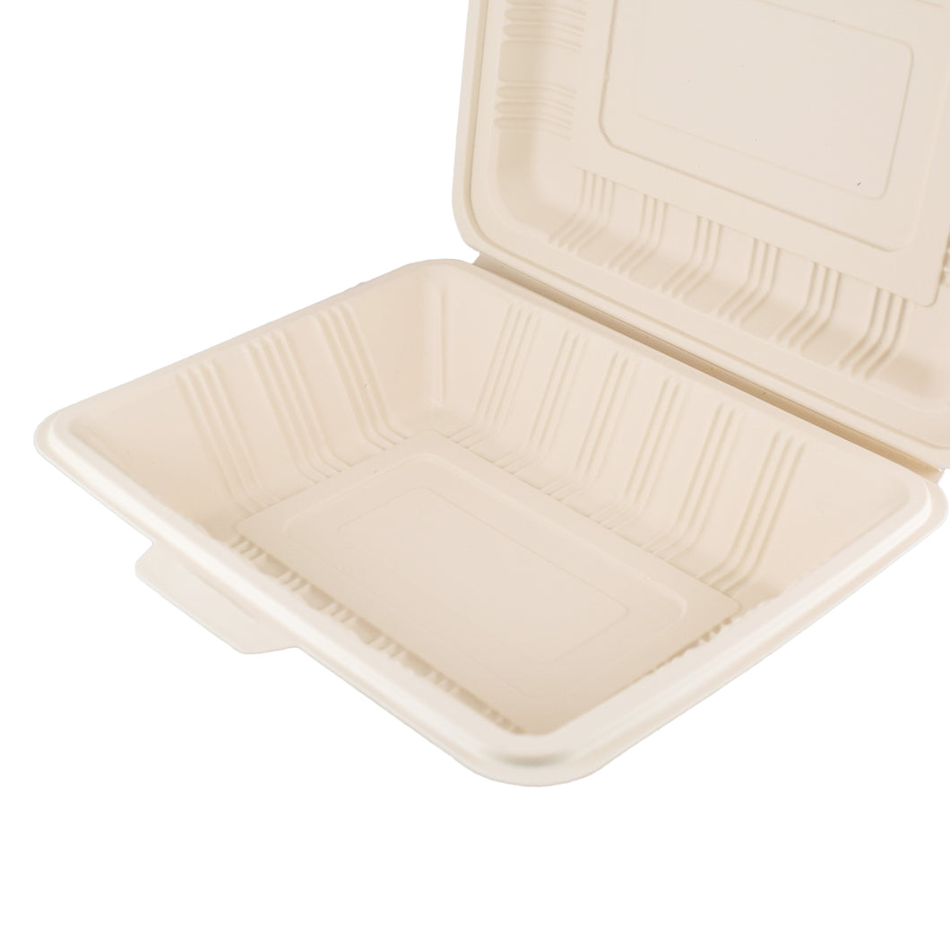 HeloGreen Eco-Friendly Cornstarch Takeout To-Go Hinged Food Containers - Microwa