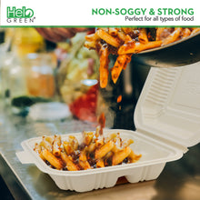Eco-Friendly, Disposable To-Go Food Containers - (8" x 8" x 2.5", 3-compartment)