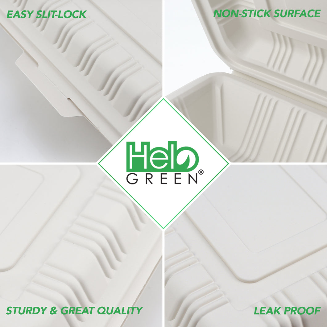 HeloGreen Eco-Friendly Sustainable Clamshell Food Container - 7x5